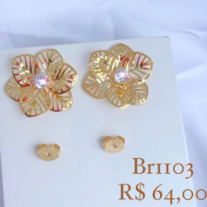 BRINCO DE FLOR COM ZIRCONIA