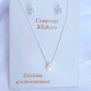 CONJUNTO GOTA ZIRCONIA PRATA