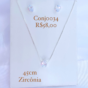 CONJUNTO GOTA ZIRCONIA PRATA