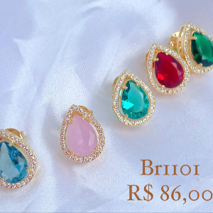BRINCO GOTA ZIRCONIA COLORIDA