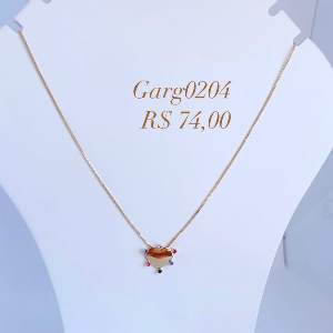 GARGANTILHA CORAÇÃO FECHADO COM ZIRCONIA COLORIDA