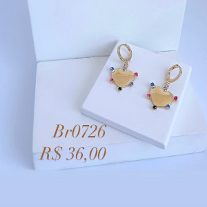 BRINCO CORAÇÃO FECHADO COM ZIRCONIA COLORIDA