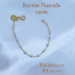 PULSEIRA INFANTIL PEROLAS P/RECEM NASCIDA